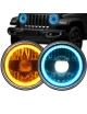 Sinoparcel 7 Inch Round LED Headlights with Blue Halo Ring,20000LM Brighter H6024 6024 etc for Jeep Wrangler TJ JK JKU with DRL & Turn Signal,Hi/Lo Sealed Beam Projector,with H4-H13 Adapter,Pack of 2