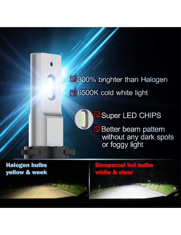 H11 H8 H9 LED Bulbs 60W 6000LM 6000K | LCair Series, All-in-One Design