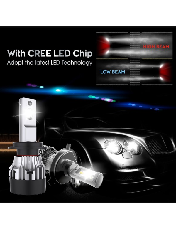 H7 LED Headlight Bulbs Conversion Kit 10,000 LM Extremely Brigh 6500K Xenon White 2 Years Warranty for High Beam Low Beam 